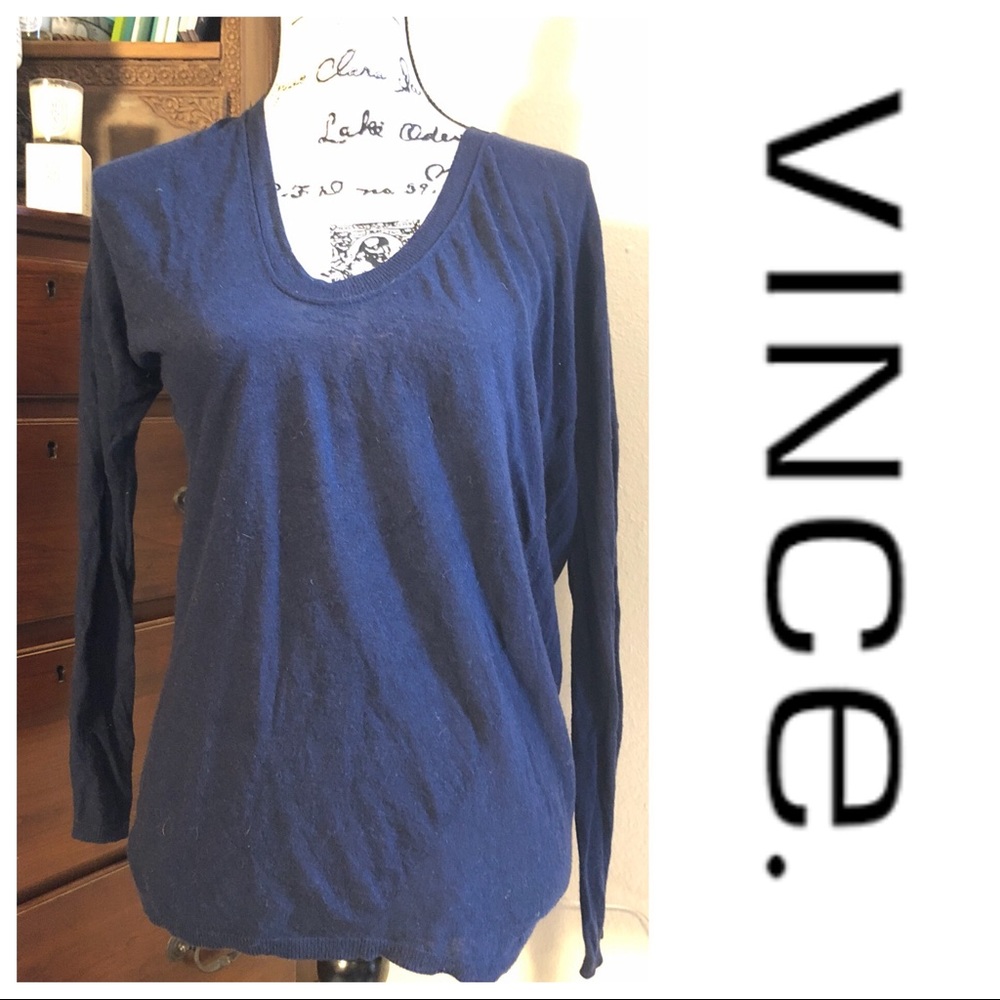 Vince. Navy Blue Wool Blend Lightweight Sweater S